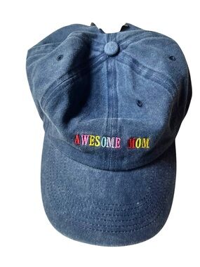 Awesome Mom Embroidered Denim Baseball Cap